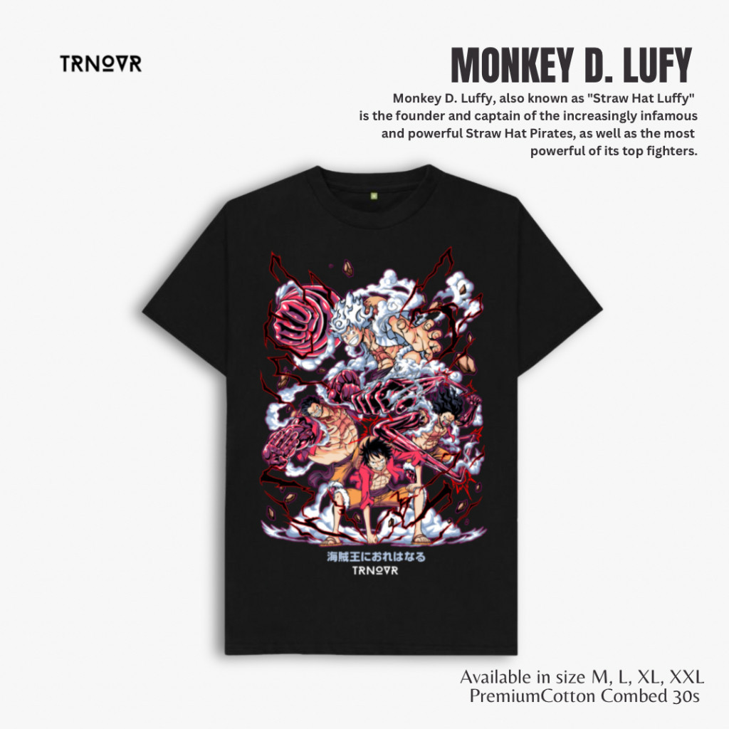 cotton casual TRNOVR Kaos Anime | Monkey D. Luffy | Luffy Gear 5 | Luffy Gear 4