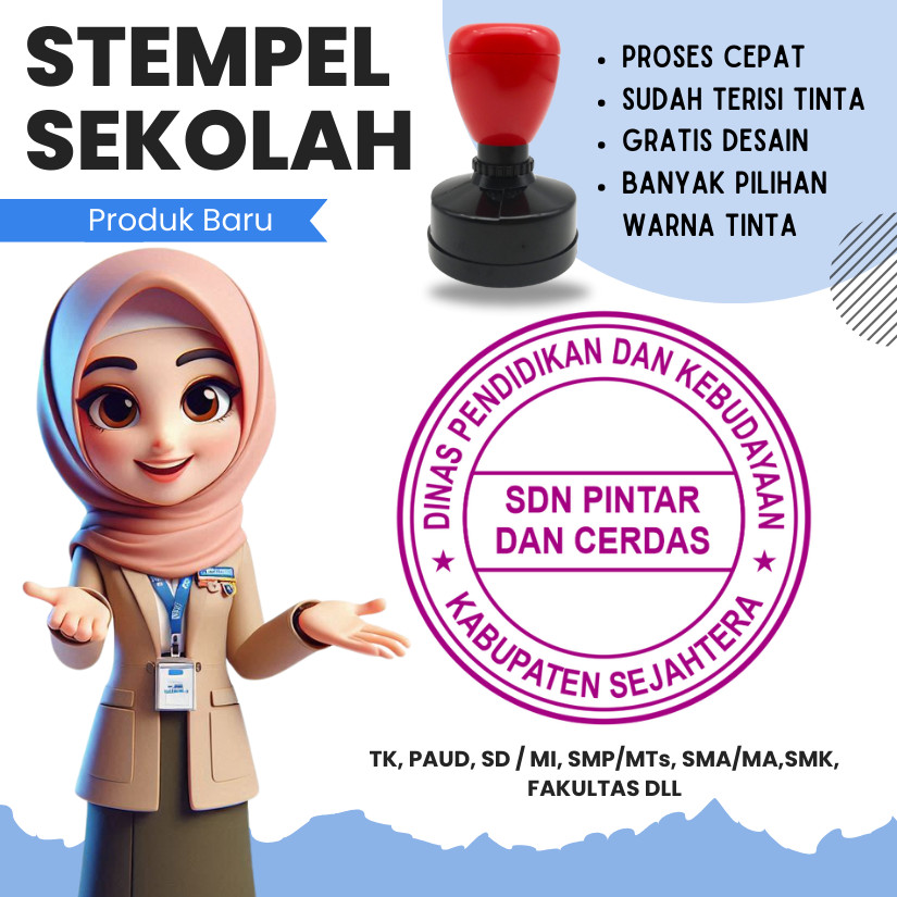 

Stempel Sekolah untuk SD, SMP, SMA, MTs, Pesantren, Lembaga, Yayasan