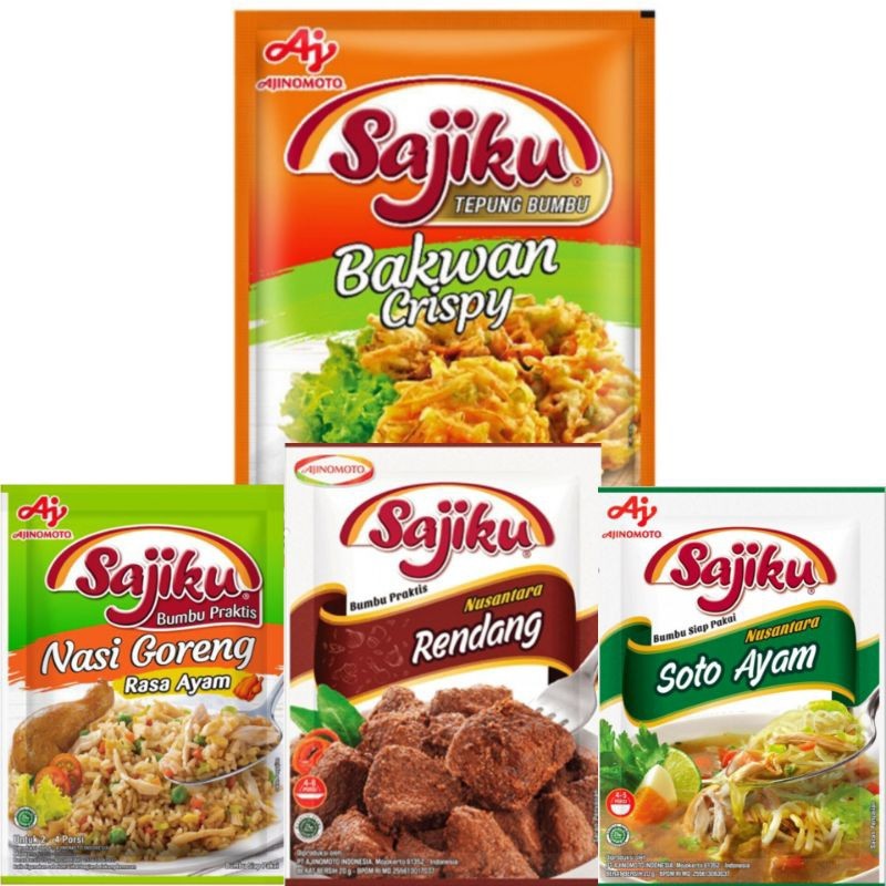 

sajiku tepung bumbu bakwan nasi goreng sayur sop sayur asem soto ayam golden crospy rendang opor ikan goreng 18gr 25gr 200gr 225gr