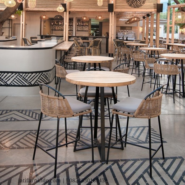 GFJ Set Meja Makan Cafe Bar Industrial Minimalis