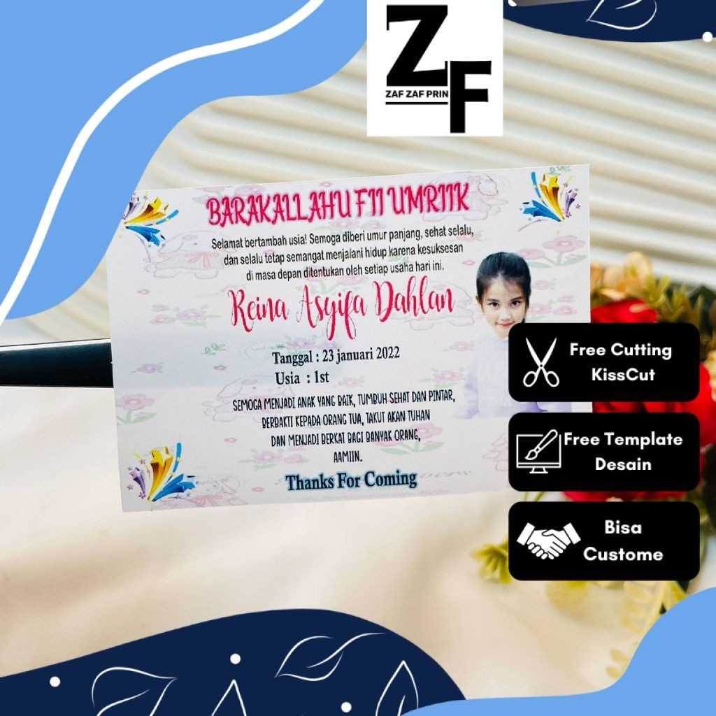 

ZAF Sticker Label Hampers Ulang Tahun Persegi Stiker Undangan Birthday Ultah Anak Print Custom