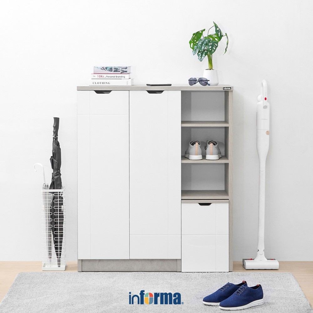 Informa Dean Kabinet Sepatu 2 Pintu - Putih Lemari Kabinet Serbaguna Cabinet Penyimpanan Indoor Furn