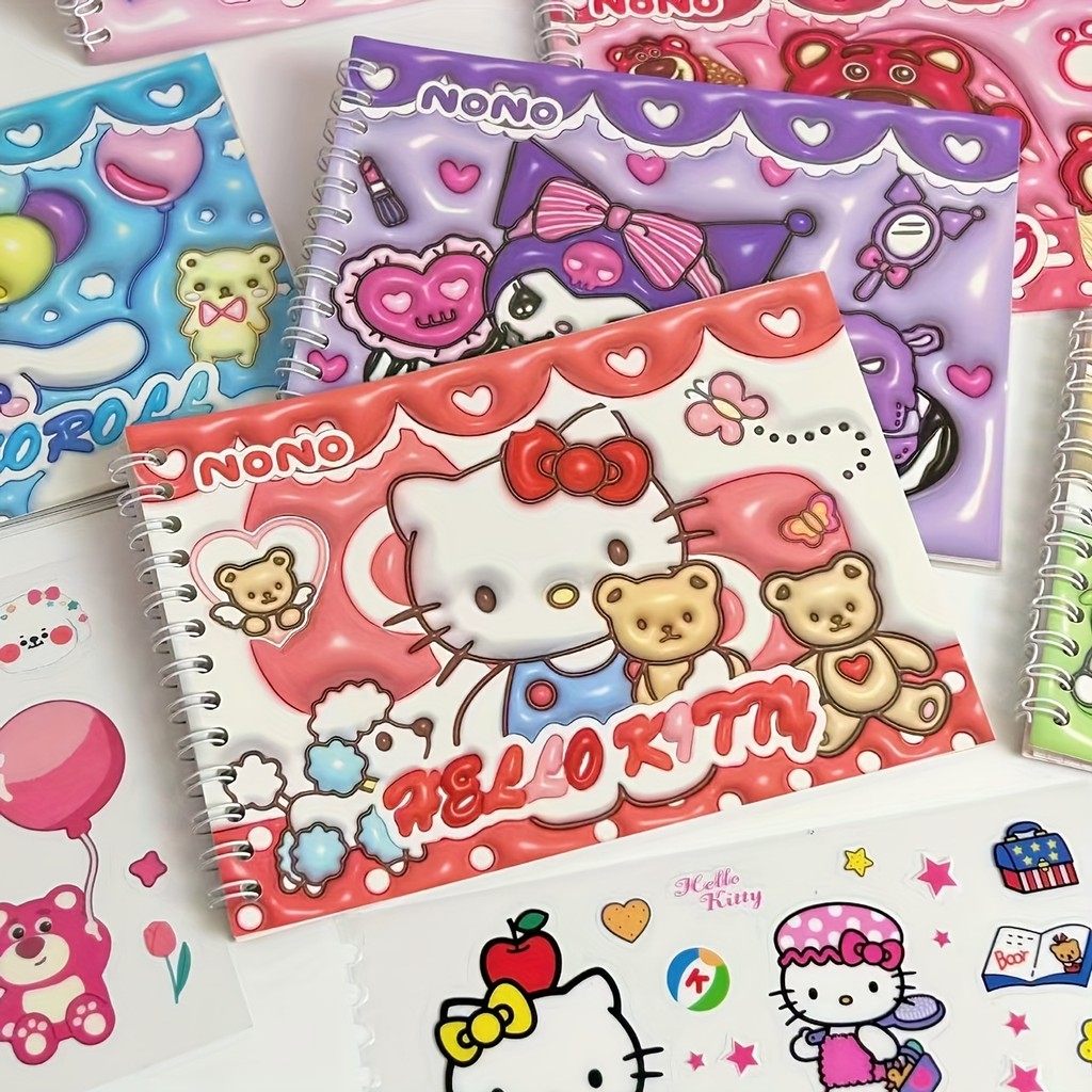 

Sanrio Hello Kitty Kuromi Kawaii Stickers Melody Luggage Graffiti Decals Sticker Coil Notebook Diary Quiet Book Gift