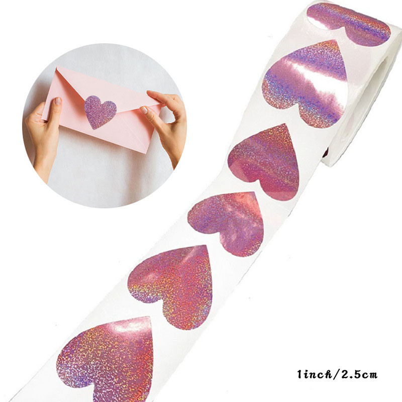 

100-500PCS New Heart Stickers Thank You Stickers for Business Small Packaging Stickers Rolling Lables Pack Sticker Roll TZ177