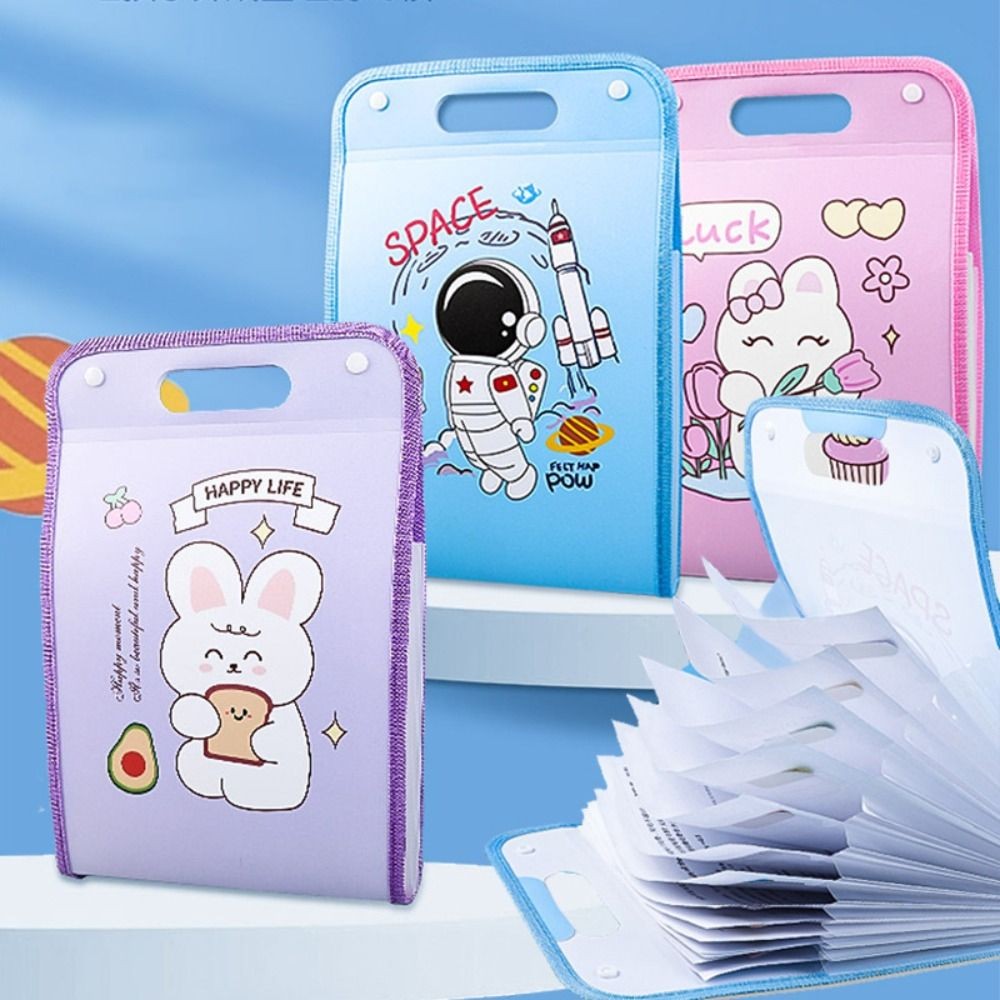 

Creative A4 File Folder Waterproof Cartoon Test Paper Storage Folder 13 Pockets Large Capacity Portfolio