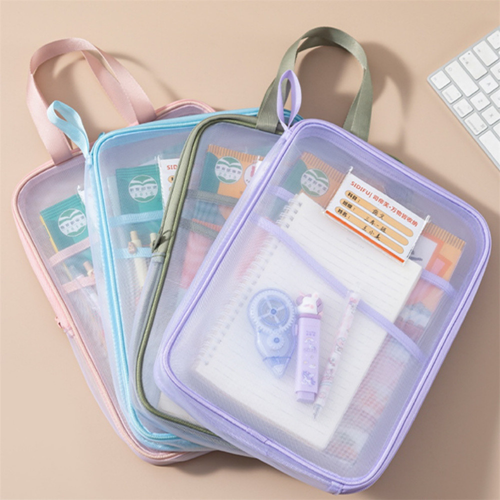 

Large Capacity File Folder Transparent Frosted Thickened Tutorial Textbook Bag Information Test Paper Classification Storage Bag