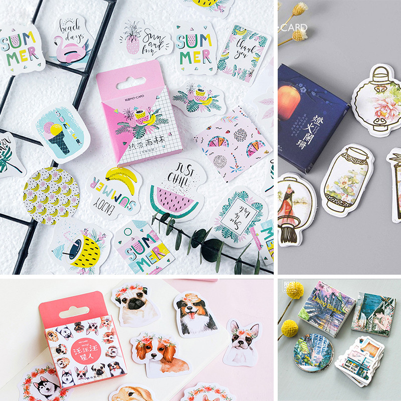 

45 pcs/Box Various Stickers Diary Kawaii Cute Planner Journal Scrapbooking Paper Stickers Stationery School Supplies