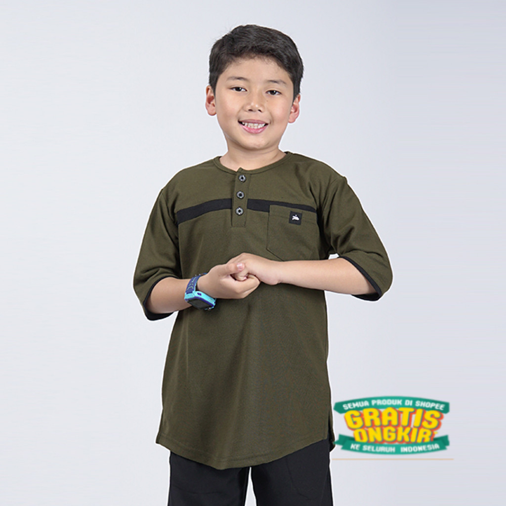 KHOIRUMMAH - Koko Kurta Umair | Koko Anak Army | Baju Koko Anak Laki Laki Army | Koko Kaos Muslim An