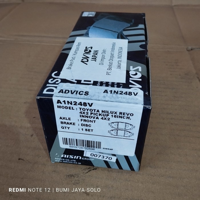 BRAKE PAD INNOVA REBORN A1N248V ADVICS ORIGINAL