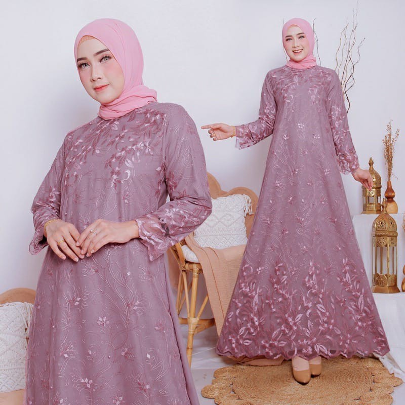 [RAJA PROMO] GAMIS PESTA JUMBO | GAMIS BRUKAT TULLE BORDIR MUTIARA GAMIS POLOS JUMBO SYARI PESTA LOD
