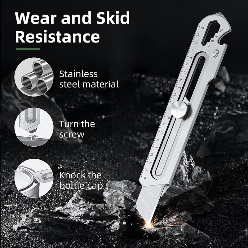 

6 In 1 Cutter Pisau Baja Besar Multifungsi Stainless Steel Pisau Cutter Besar 18mm Utility Knife - KEKINIAN