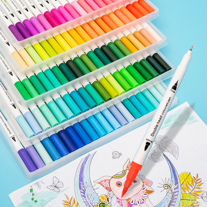 

12-100 PCS Colored Art Marker Sketching Manga Markers Drawing Set Double head Watercolor Paint Brush Pen Supplies Stationery
