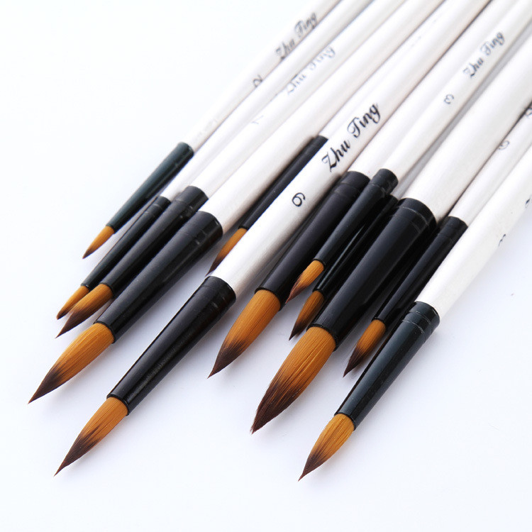 

12pcs Artist Watercolor Painting Brushes Paint Brush For Nylon Paint Brushes Oil Acrylic Flat&tip Kit Pen Art Supplies