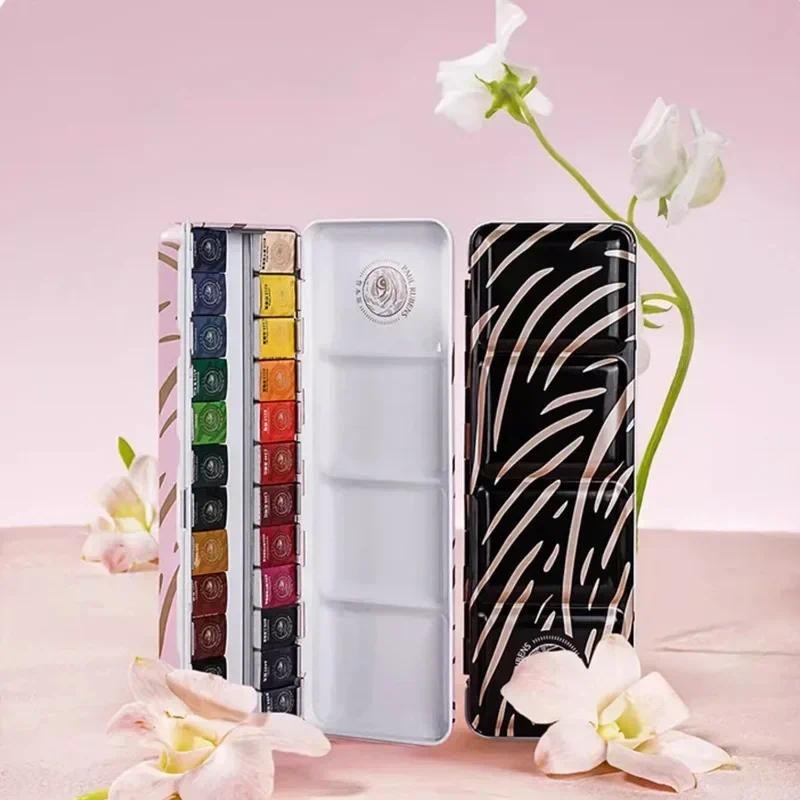 

Paul Rubens 12/24 Colors Artist Solid Watercolor Paint Set Professional Water Color for Painting Art Supplies