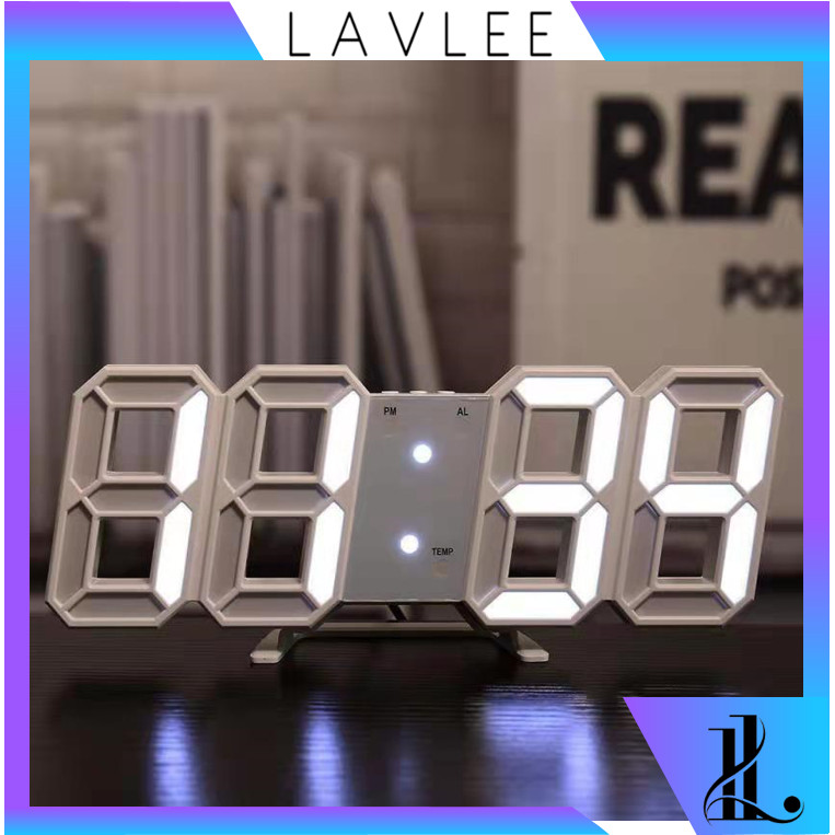LAVLEE - J5414 Jam Meja LED 3D / Jam Dinding Digital /  Jam Dekorasi / Jam Alarm / Jam Unik
