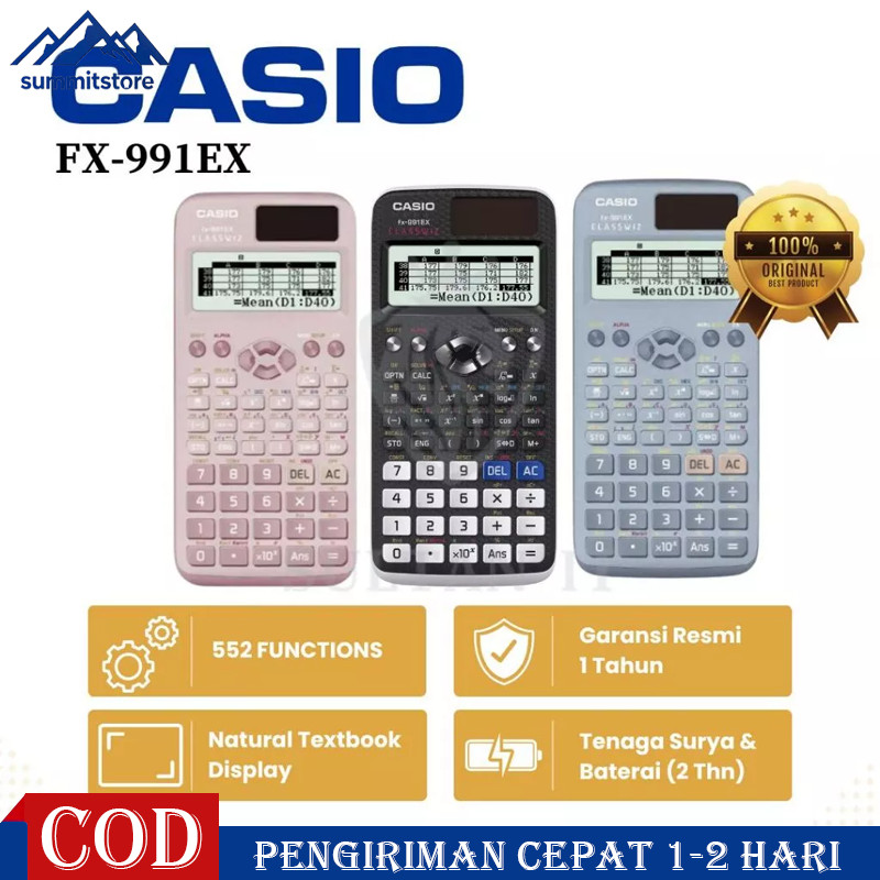 

Kalkulator Scientific Casio ilmiah FX-991EX/991ES-Plus Calculator Scientific Casio Kalkulator Casio Scientific 417 Fungsi/Dua Sumber Tenaga Baterai Dan Tenaga Matahari/40 Konstanta Rumus