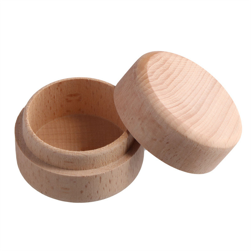 

1PC Wood Round Storage Boxes Ring Box Vintage Wooden Craft Jewelry Box Case Organizer Accessories