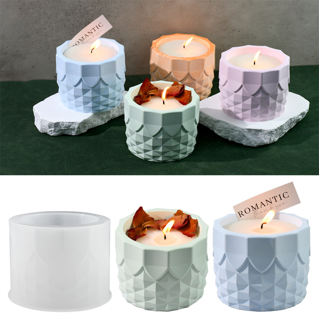 

DIY Geometry Plaster Candle Cup Silicone Mold Flowerpot Storage Jar Cement Plaster Pottery Mould Concrete Making Crafts Supplies