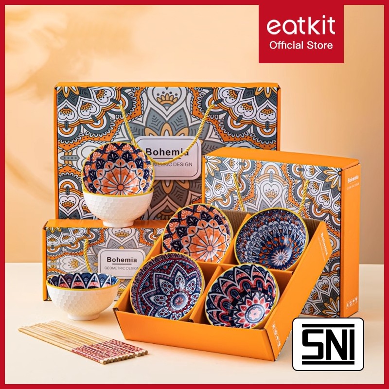 

Eatkit Hampers Mangkok Set | Hampers Piring Keramik Set | Parcel Keramik Set | Gift Set Hampers | Mangkok Souvenir Bohemian Style/ New kado