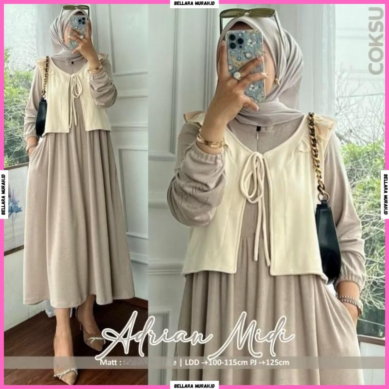 ADRIAN MIDI DRESS CRINKLE AIRFLOW LD 110 // MIDI DRESS WANITA // MIDI MUSLIMAH OOTD KEKINIAN // DRES
