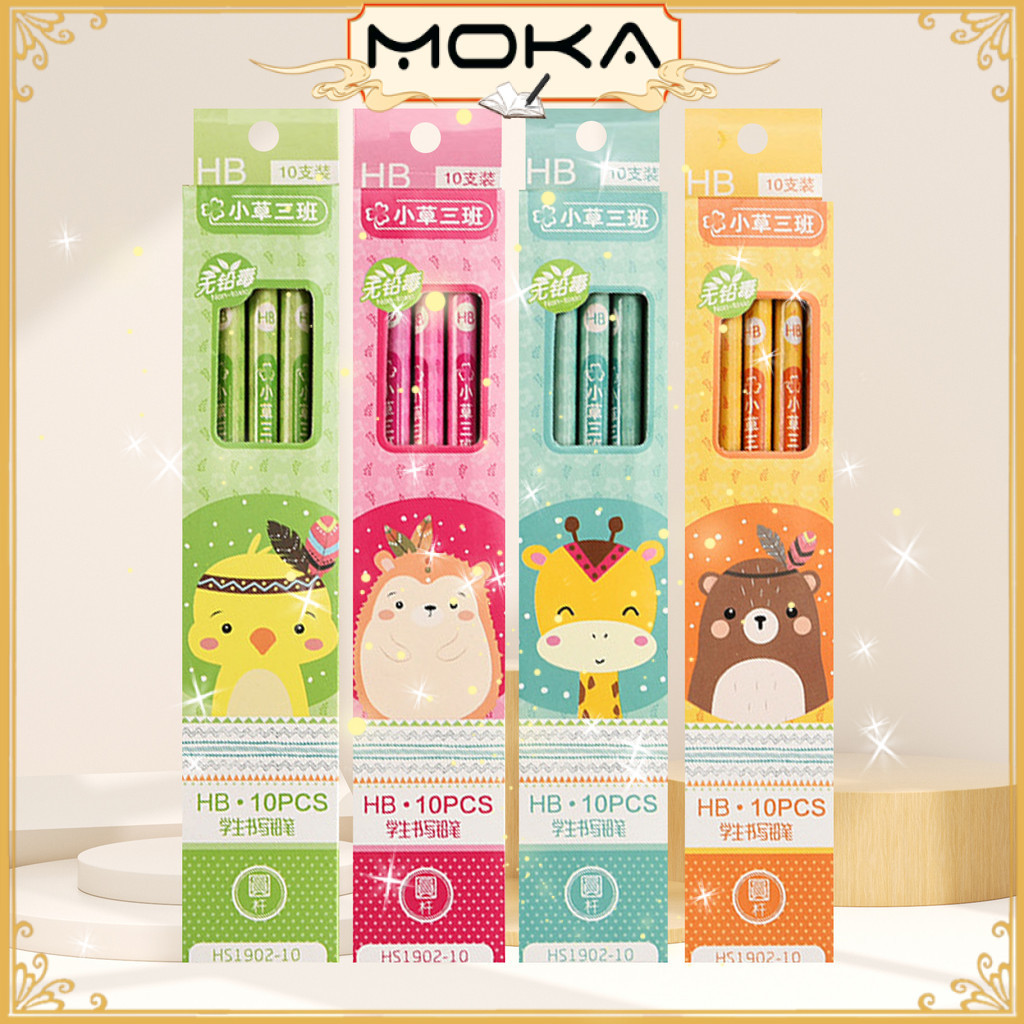 

MOKA PENSIL HB ISI 10 PCS DENGAN PENGHAPUS MINI DIUJUNGNYA MOTIF ANIMAL KAWAII RANDOM MKP40