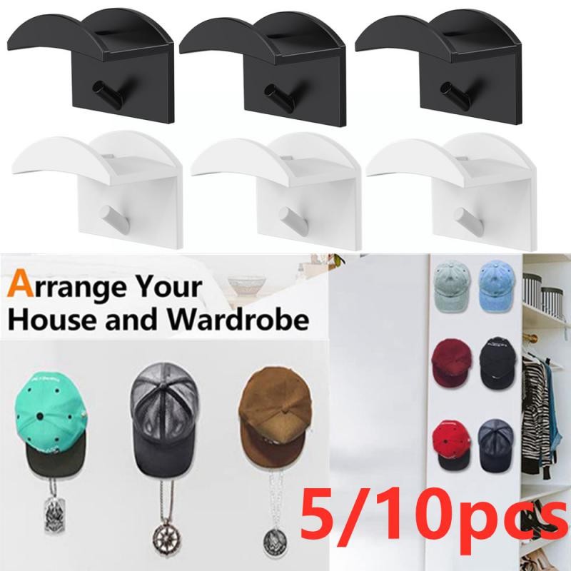 

5/10pcs Adhesive Hat Hooks For Wall Minimalist Rack Design No Drilling Strong Hold Hat Hangers