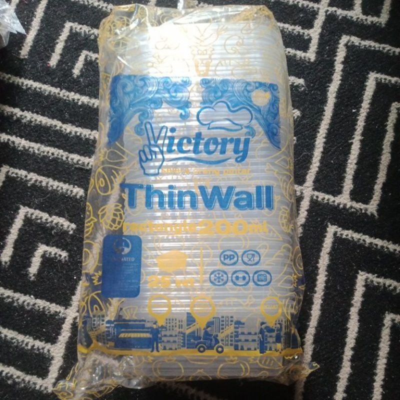 Victory Thinwall Rectangle 200 Ml / Cup Kotak Makan Plastik Praktis - FDY
