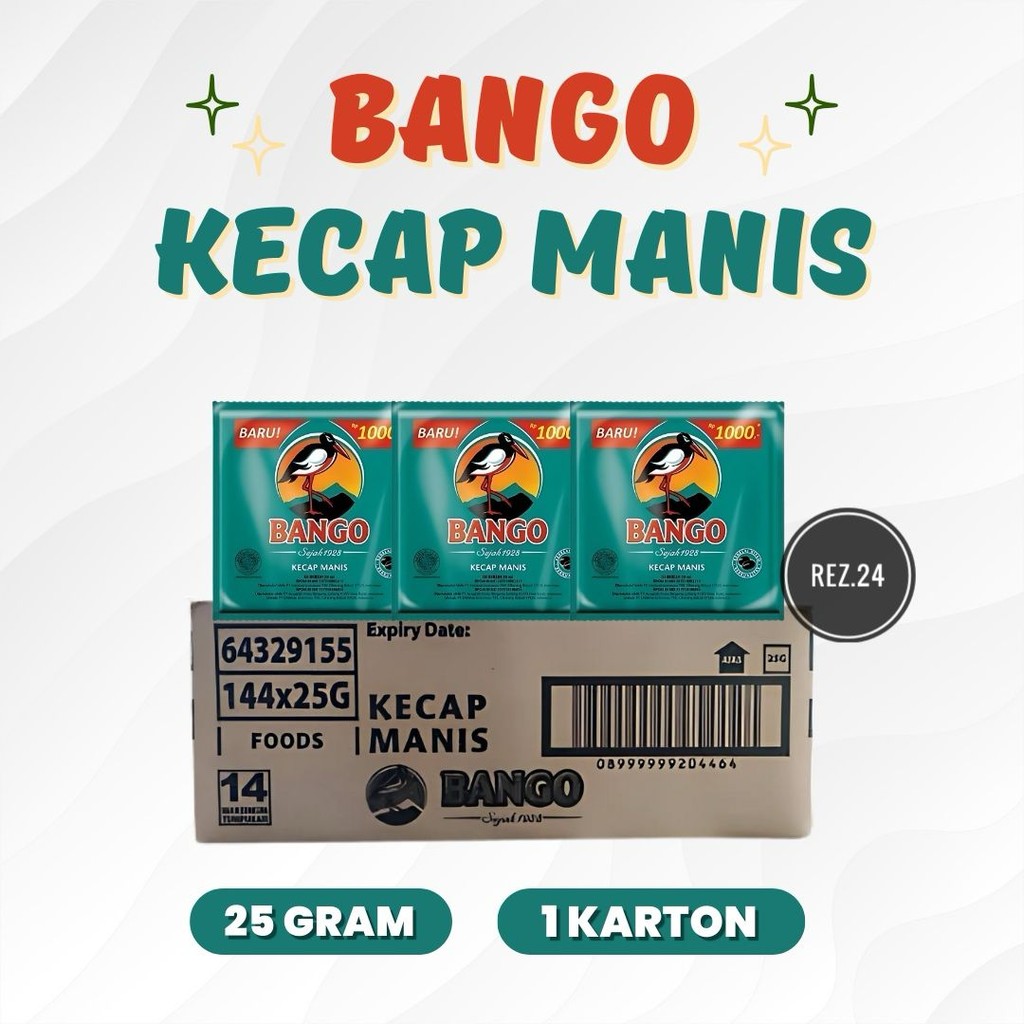 

BANGO KECAP MANIS KEMASAN 25 GRAM ( 1 DUS ISI 144 PCS )