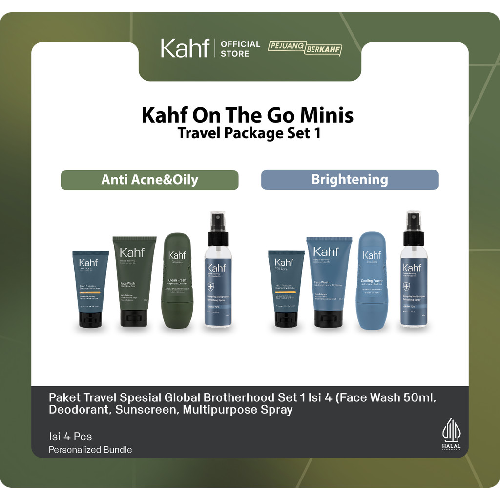 [Kahf On The Go Minis Travel Package] Paket Travel Spesial Global Brotherhood Set 1 Isi 4 (Face Wash