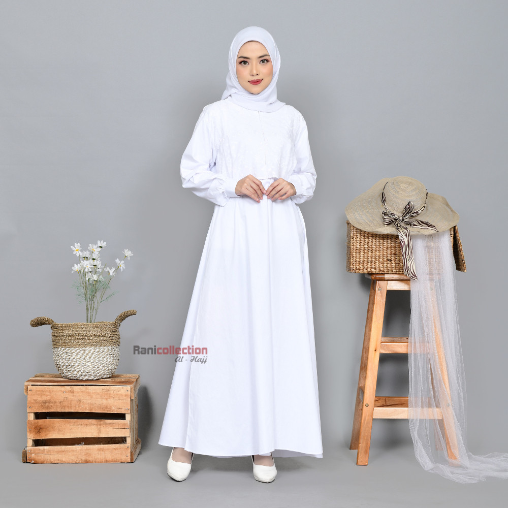 GAMIS Ihram Katun AYRA Perlengkapan Haji Dan Umroh Wanita Plus Bergo Paris JUMBO Gamis ihram Wanita 