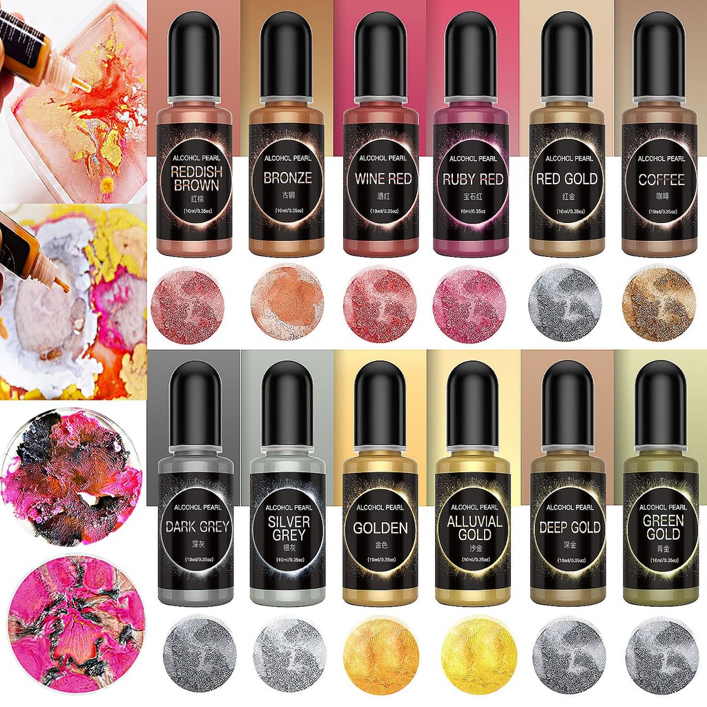 

10ml Metallic Pearlescence Pigmen Alcohol Liquid Colorant Dye Art Ink Diffusion DIY Epoxy Resin Mold For Jewelry Making Supplies