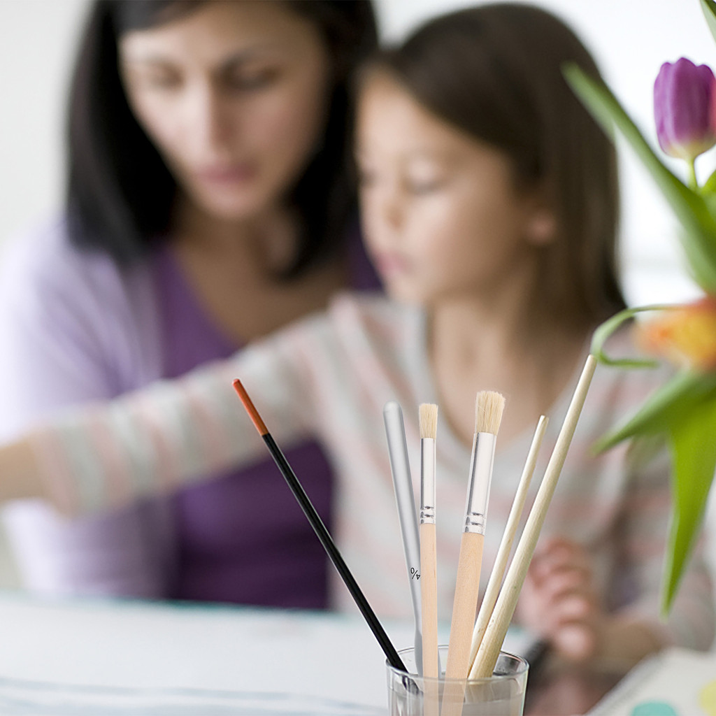 

6pcs/set Professional Paint Round Pointed Tip Nylon Hair Wooden Handle Artist Acrylic Brush for Acrylic Watercolor Oil Painting