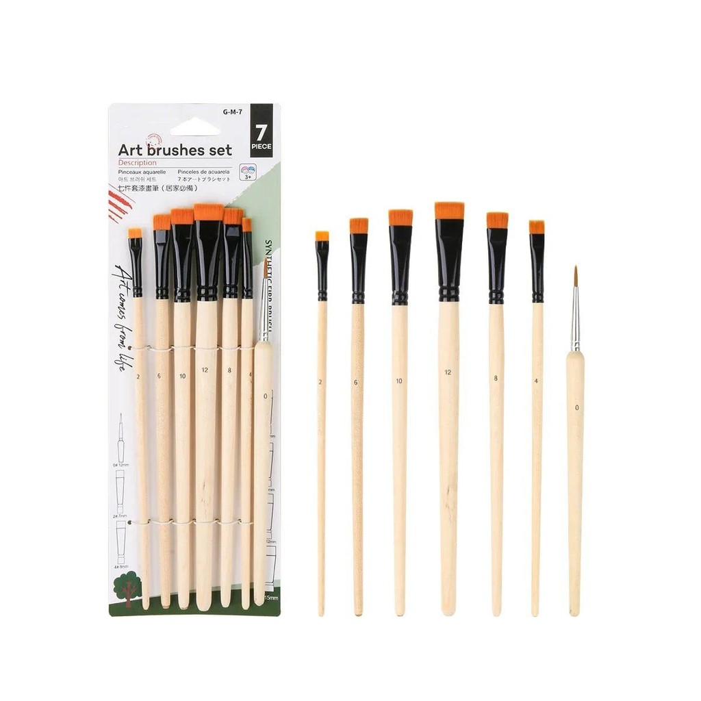 

7-piece Set paint Brush Flat Head Nylon hair Special brush for beginners in lacquer art Acrylic Oil Painting Pen Drawing Tool