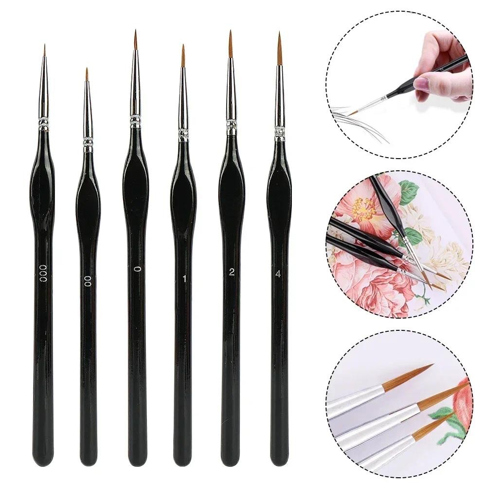 

6Pcs Professional Sable Hair Paint Brush Set - Miniature Art Brushes for Drawing Gouache Oil Painting Brush Art Supplies