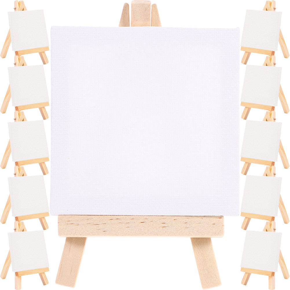 

18 Sets Mini Easels Decorative Painting Multi-function Canvas Crafted DIY Delicate Blank Wood Canvases for