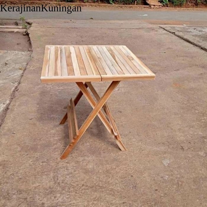 MEJA LIPAT KAYU JATI | MEJA CAFE LIPAT KAYU JATI | MEJA TAMAN LIPAT - Meja Lipat Ls10