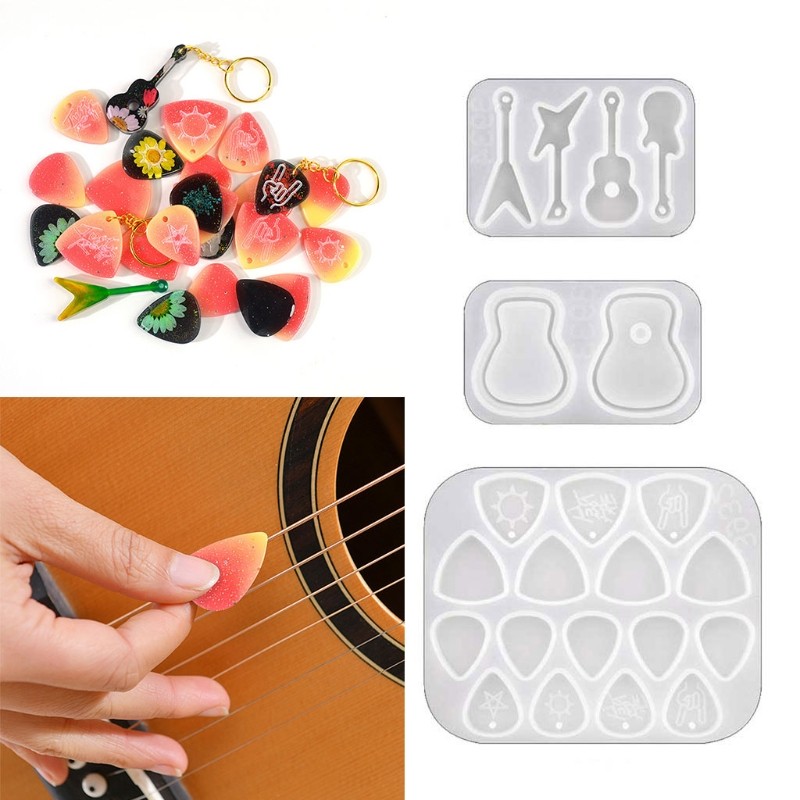 

Guitar Picks Epoxy Resin Molds Plectrums Silicone Casting Jewelry Making for DIY Thumb Finger Pick Keychain Pendants DropShip