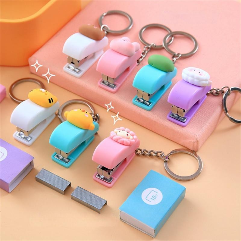 

Cartoon Cute Mini Stapler Portable No.10 Staples Binding Tools Stationery Office School File Organizer Supplies Push Clip