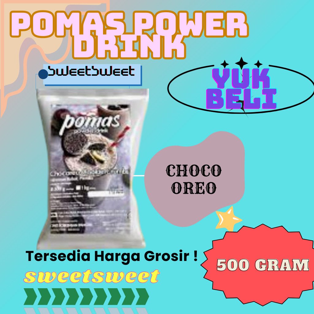 

Sweetsweet Pomas Choco Owreo Cookie Crumb Powder Drink | Minuman Rasa | Serbuk Boba Kekinian 500 G