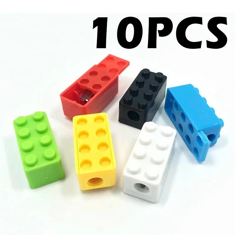 

10p Building Blocks Pencil Sharpener Cartoon Plastic Children's Home Office And School Supplies Student Stationery Random Supply