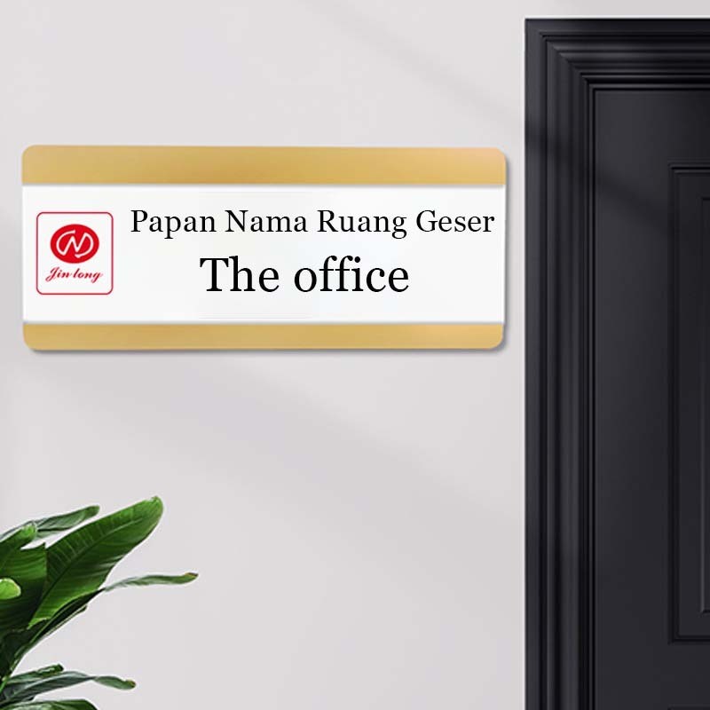Papan Nama Sliding Aluminium / Stainless Akrilik Papan Nama Papan Nama Ruangan Kantor Self Adhesive