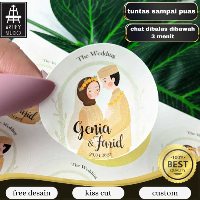 

Artify 5-8 Sticker Wedding Souvenir Stiker Custom Ucapan Nikah Label Undangan Free Desain