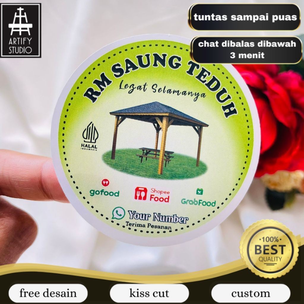 

Artify 9-15 Sticker Print Label Rumah Makan Free Desain Custom Nama Brand Restoran Stiker Chromo