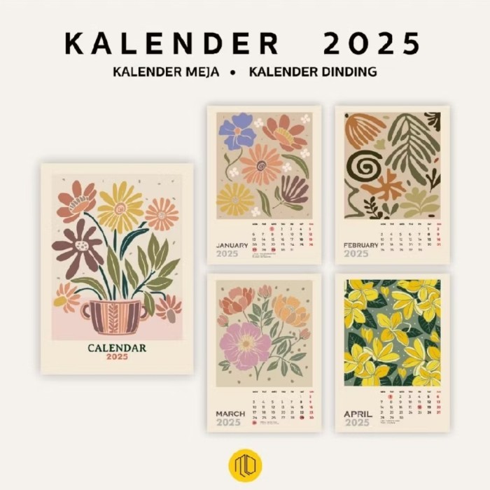 

Andma Kalender 2025 Dinding Meja Spiral Bunga Aesthetic - Meja