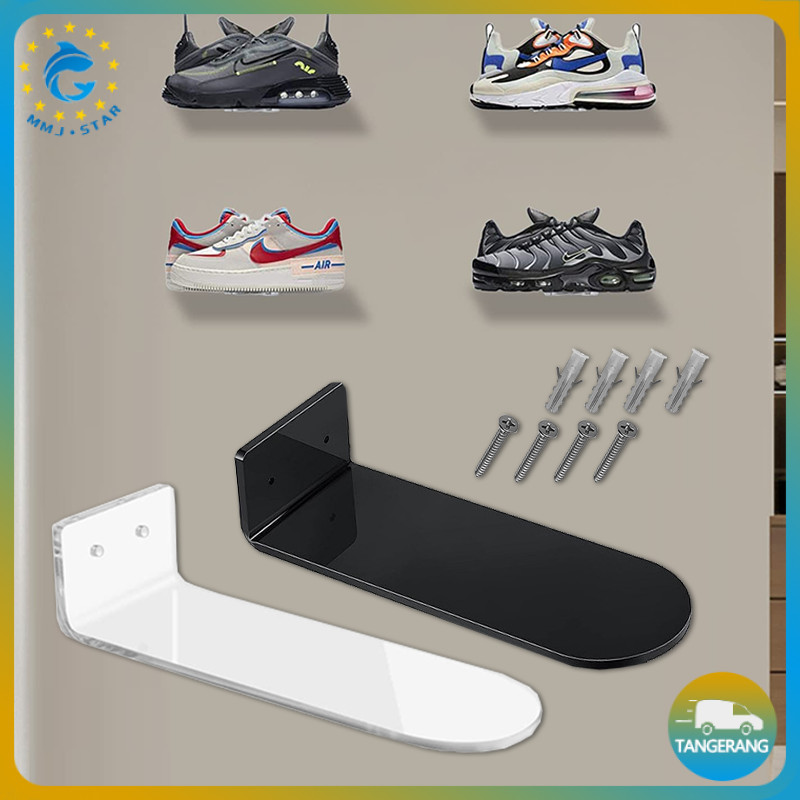 Display Sepatu Acrylic Stand Tempat Dudukan Tatakan Sepatu Bracket Sendal Sepatu Tempel Dinding Rak 