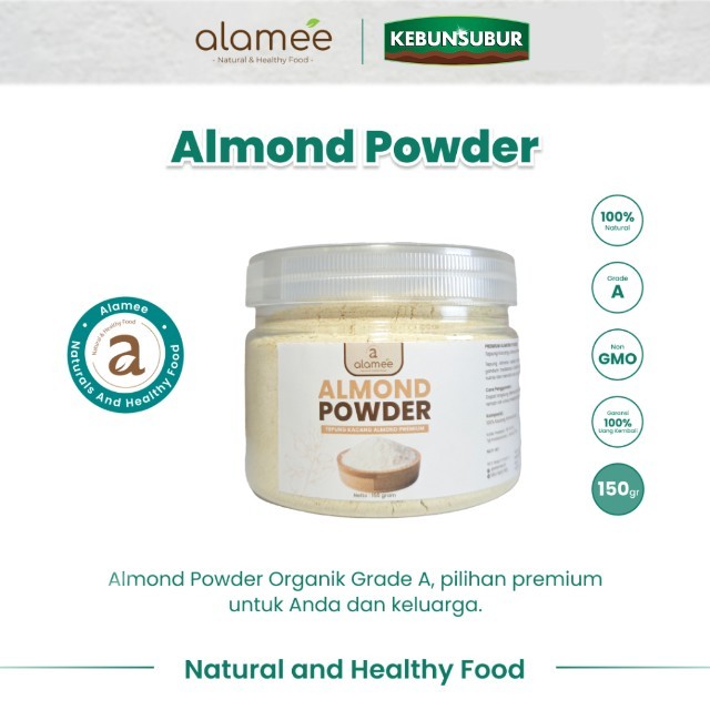 

ALAMEE Tepung Almond PREMIUM Bubuk Almond Powder Almond Flour Tanpa Campuran Gluten FREE 150gr kebunsurbur
