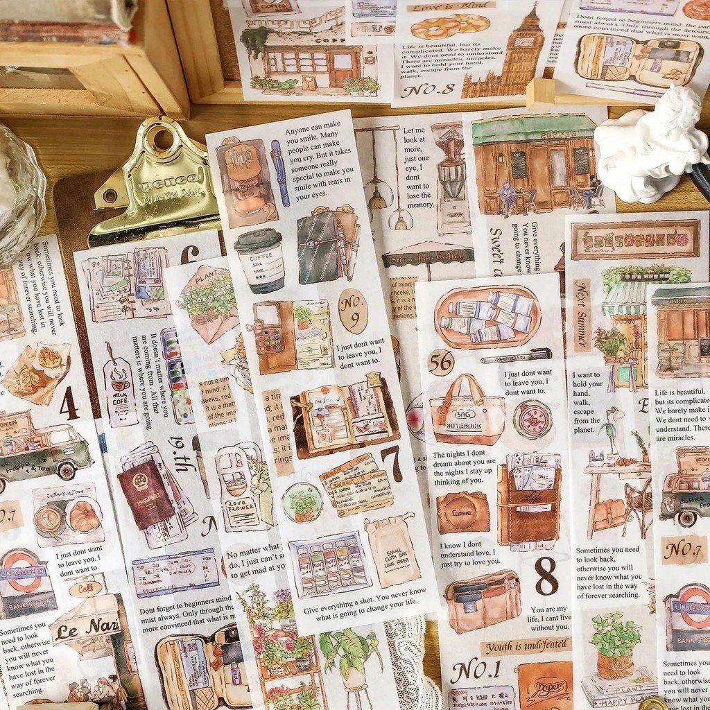 

6pcs/pack Travel Stickers Washi Tape DIY Cut Scrapbooking Material Decor Junk Journal Collage Stationery Decor Diary Ins Sticker