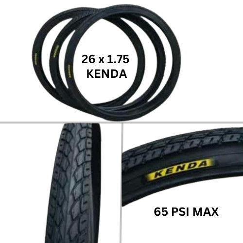 Ban Luar Sepeda 26 x 175 Kenda 26 x 1.75 Hitam