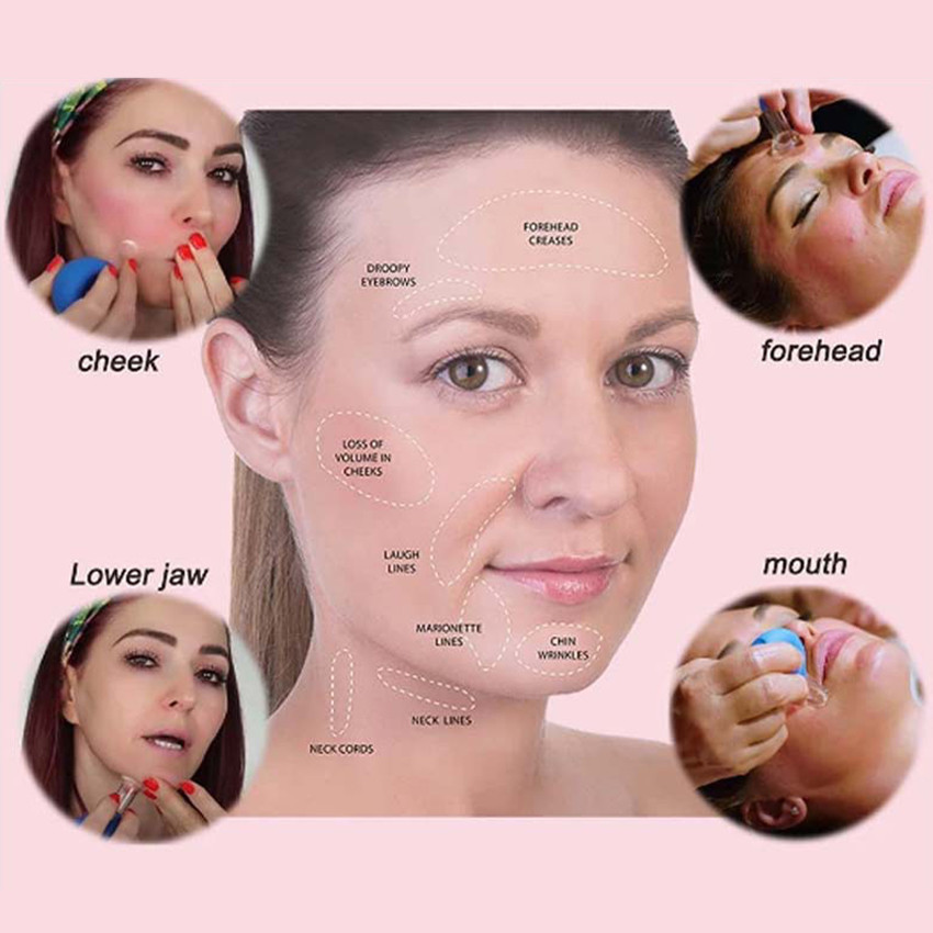 InDkk 4Pcs Facial Cupping Cup Bekam Wajah -Alat Bekam Wajah-Cupping Bekam-Bahan Kaca Facial Vacuum