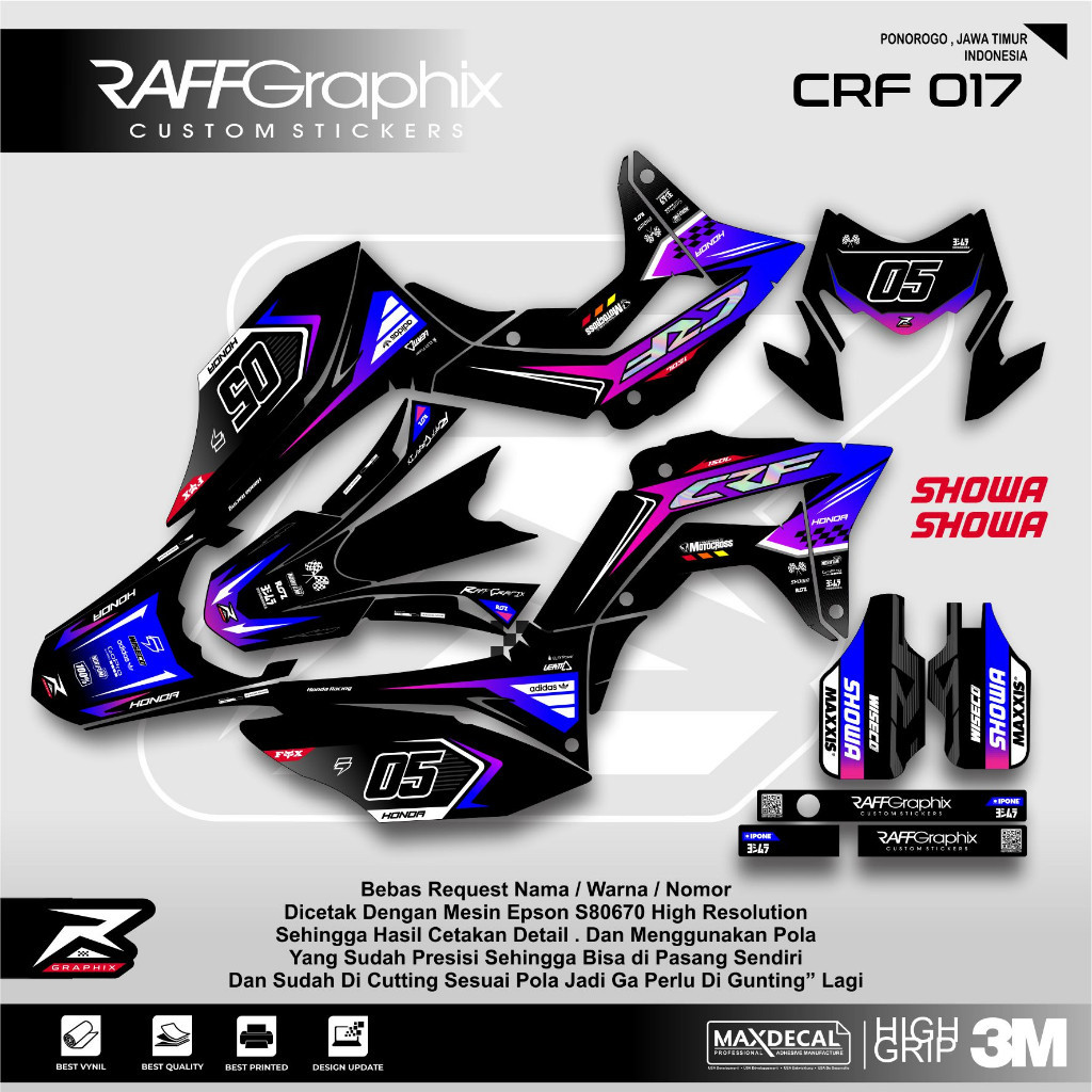 STICKER CRF 150 FULL BODY / DECAL CRF 150 FULL BODY / DECAL CRF BIRU /MERAH HITAM